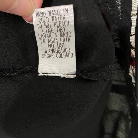 Entro Blouse Floral Black and Multi Color Embroidered Mesh Sleeve - Picture 5 of 7